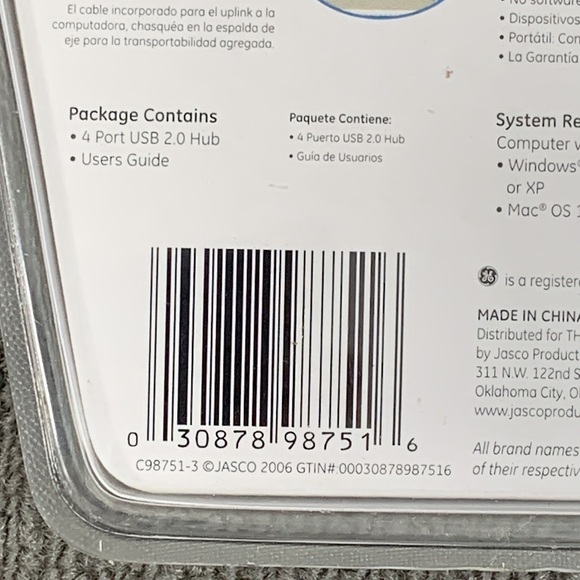 GE High Speed USB 2.0 4-Port Hub Built in Cable #98751 New Factory Sealed - Picture 10 of 13